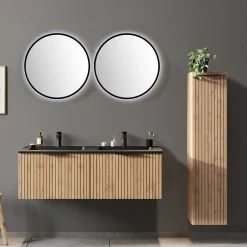 Clearance Wohnen 2 Becken Waschkonsole & Spiegel & Schrank - Crystoga (vierteilig)