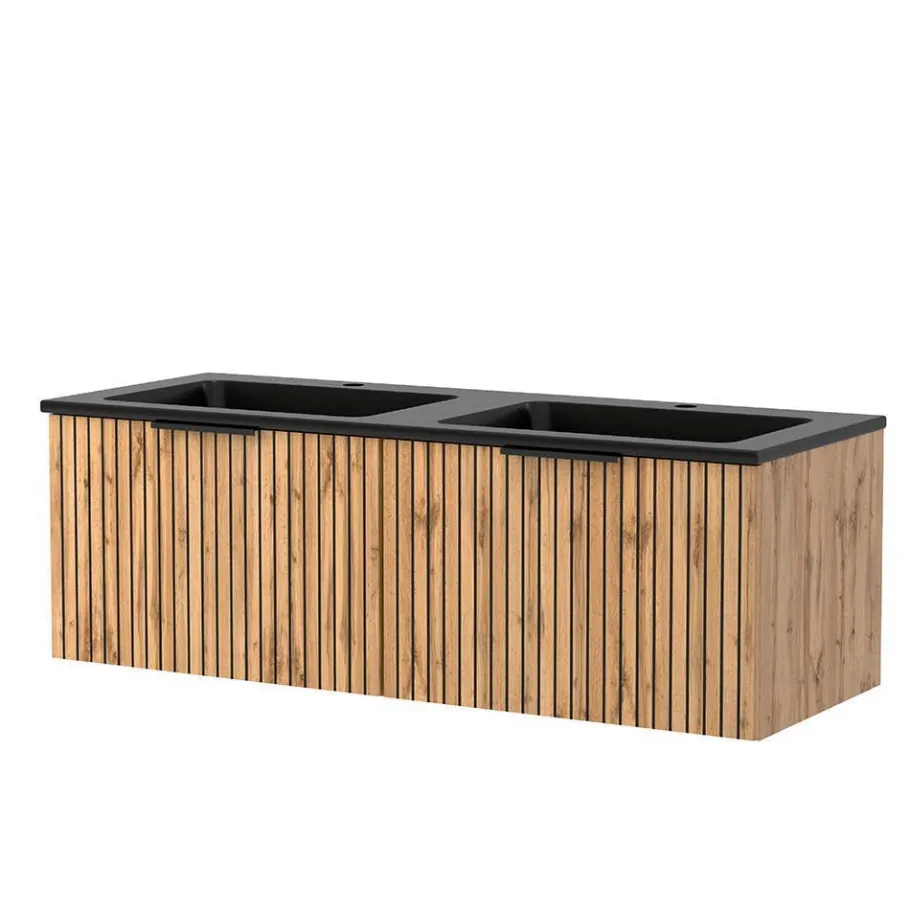 Clearance Wohnen 2 Becken Waschkonsole & Spiegel & Schrank - Crystoga (vierteilig)