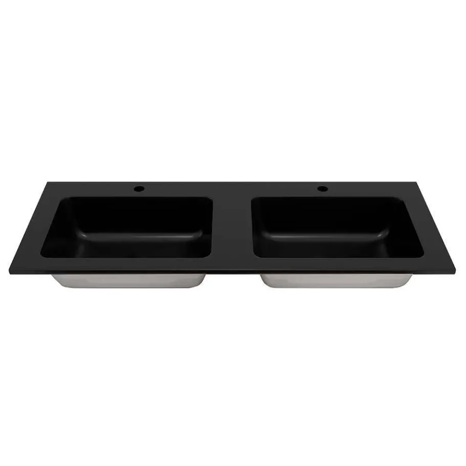 Clearance Wohnen 2 Becken Waschkonsole & Spiegel & Schrank - Crystoga (vierteilig)