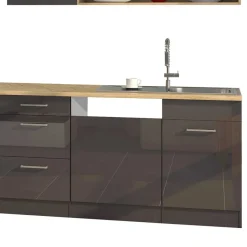 Wohnen 330 cm breite Küchenzeile in Dunkelgrau - Bozenia (neunteilig)