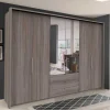 Discount Wohnen 300 cm breiter Falttürenschrank in Holzoptik dunkel - Riding