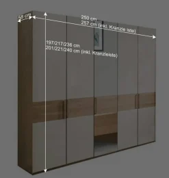 New Wohnen 250 cm breiter Schlafzimmerschrank mit 5 Türen - Emdsiva III