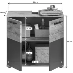 Discount Wohnen 60 cm breiter Waschplatz fürs Bad - Depart (zweiteilig)