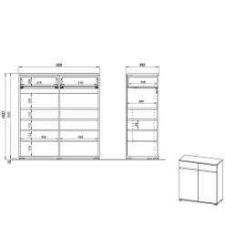 Hot Wohnen 246 cm breites Flurmöbel Set modern - Orsecca (fünfteilig)