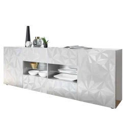 Discount Wohnen 241 cm breites Sideboard in Weiß HG - Vovasoma