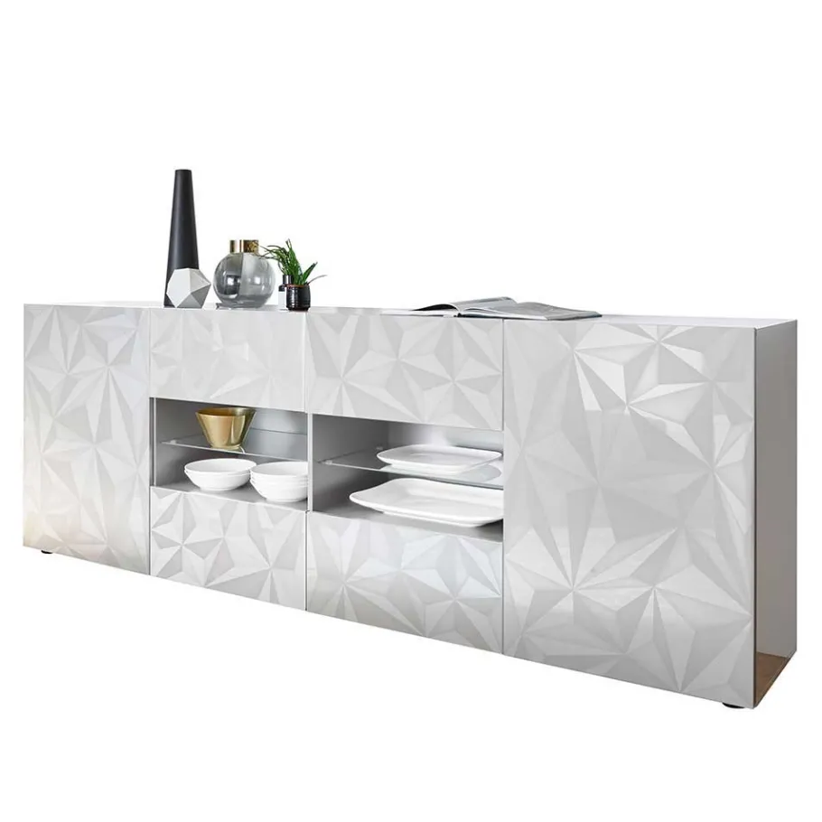 Discount Wohnen 241 cm breites Sideboard in Weiß HG - Vovasoma