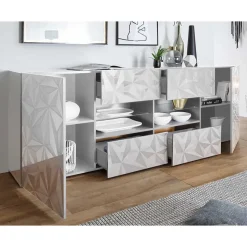 Discount Wohnen 241 cm breites Sideboard in Weiß HG - Vovasoma