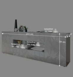 Discount Wohnen 241 cm breites Sideboard in Weiß HG - Vovasoma