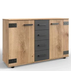 Outlet Wohnen 130 cm breites Sideboard in Plankeneiche NB - Enegal