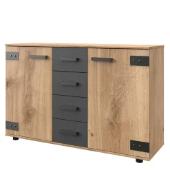 Outlet Wohnen 130 cm breites Sideboard in Plankeneiche NB - Enegal
