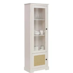 Sale Wohnen 180 cm hohe Landhausvitrine in Weiß mit Beige - Isvair I