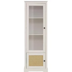 Sale Wohnen 180 cm hohe Landhausvitrine in Weiß mit Beige - Isvair I