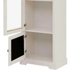 Sale Wohnen 180 cm hohe Landhausvitrine in Weiß mit Beige - Isvair I