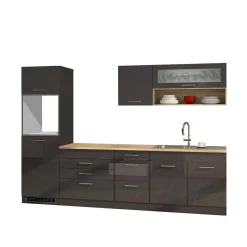 Clearance Wohnen 290 cm Küchenmöbel Set in Grau - Bozenia (achtteilig)