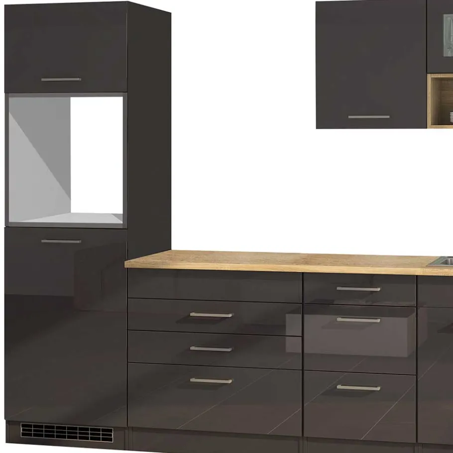 Clearance Wohnen 290 cm Küchenmöbel Set in Grau - Bozenia (achtteilig)