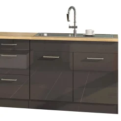 Clearance Wohnen 290 cm Küchenmöbel Set in Grau - Bozenia (achtteilig)