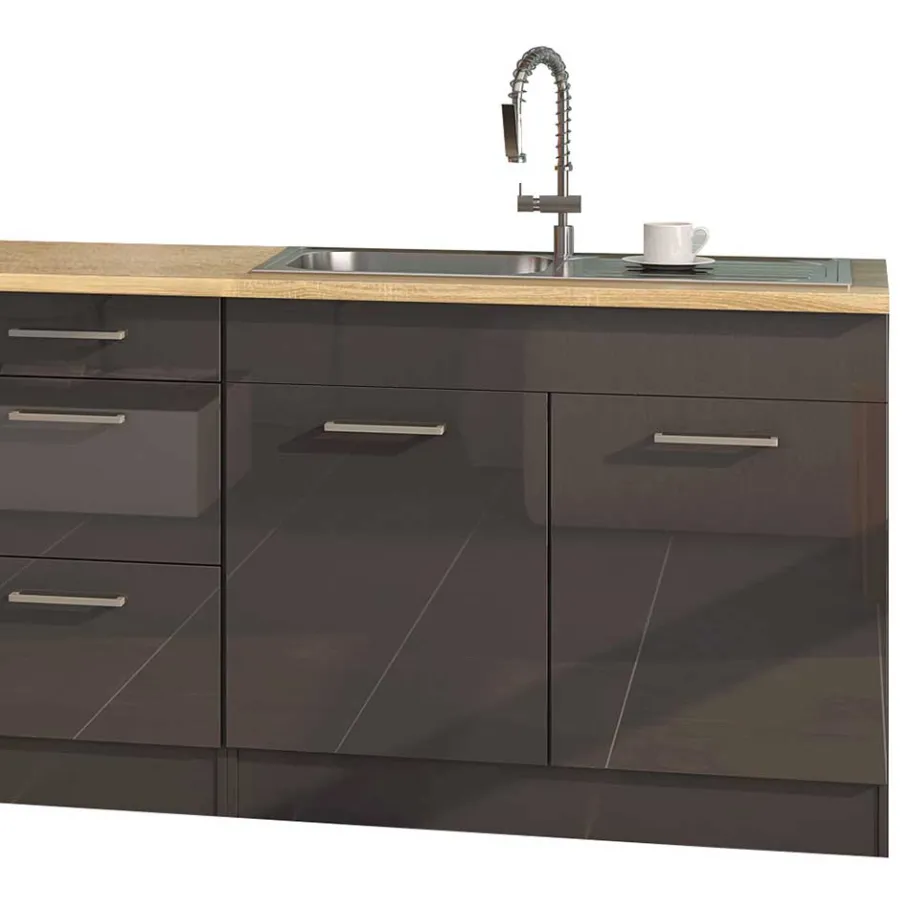 Clearance Wohnen 290 cm Küchenmöbel Set in Grau - Bozenia (achtteilig)