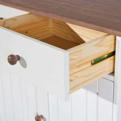 Wohnen 130 cm Kiefer Sideboard in Weiß Braun - Vatina