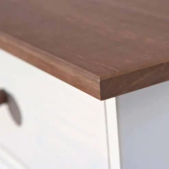 Wohnen 130 cm Kiefer Sideboard in Weiß Braun - Vatina