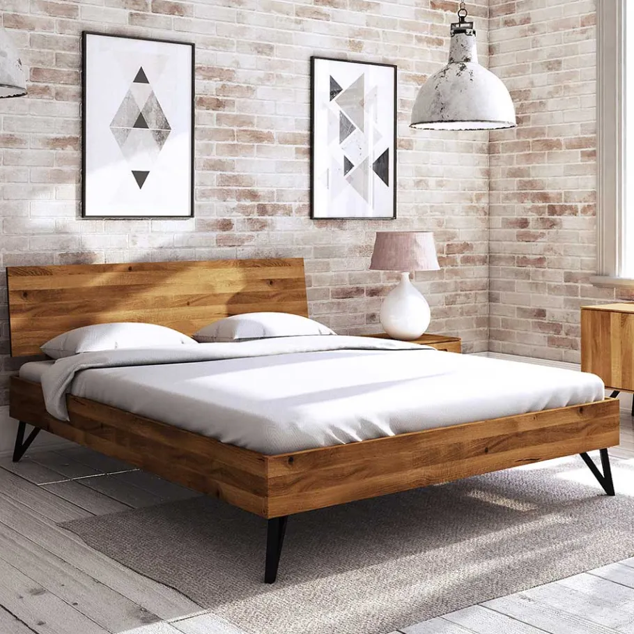 Outlet Wohnen 190 cm langes Bettgestell aus Wildeiche Holz - Mandirov