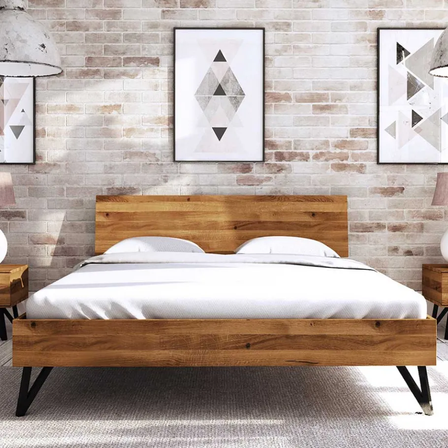 Outlet Wohnen 190 cm langes Bettgestell aus Wildeiche Holz - Mandirov