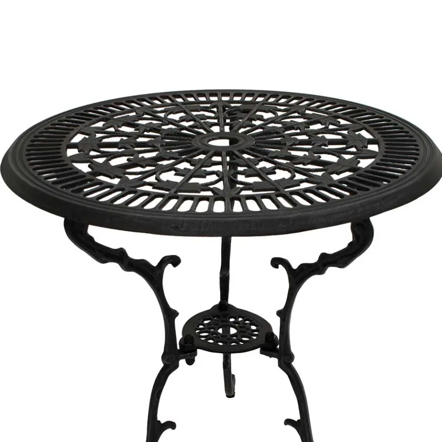 Online Wohnen 70 cm runder Aluminium Gartentisch in Dunkelgrau - Taruma