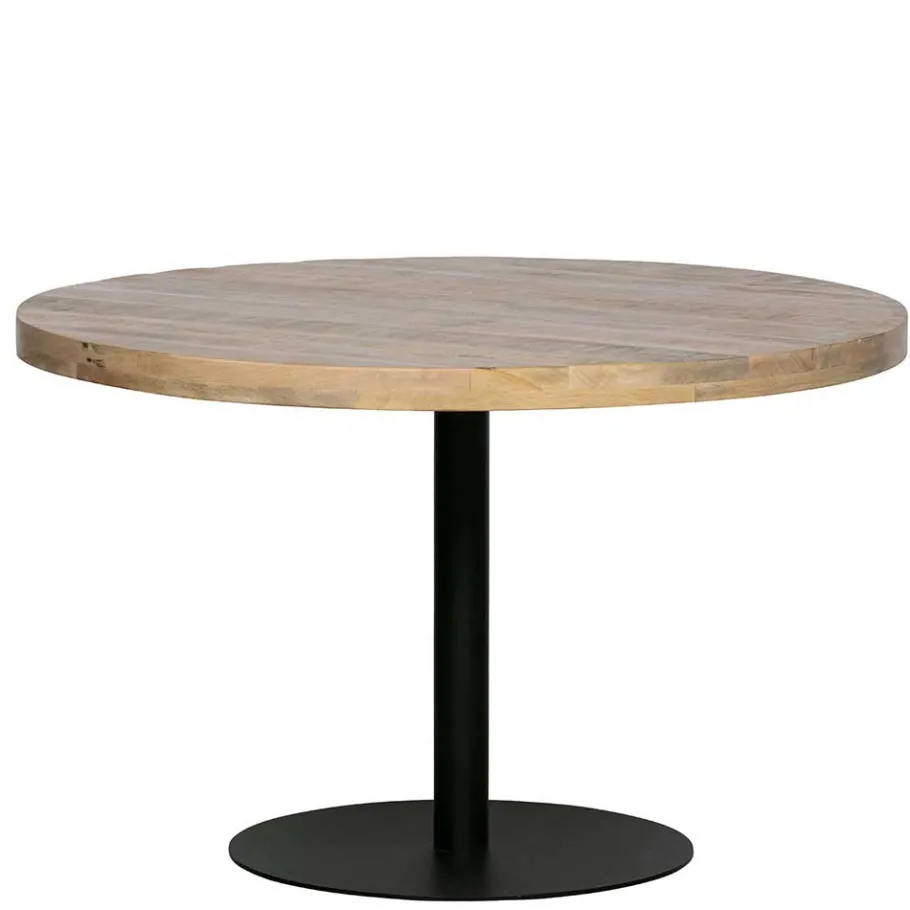 Outlet Wohnen 120 cm runder Tisch aus Mango Holz White Wash - Trois
