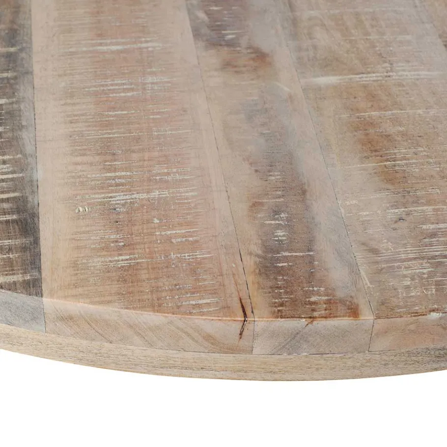 Outlet Wohnen 120 cm runder Tisch aus Mango Holz White Wash - Trois
