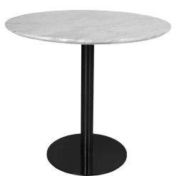 Clearance Wohnen 110 cm Runder Tisch in Marmor Optik Weiß-Grau - Lopoldo