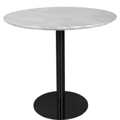 Clearance Wohnen 110 cm Runder Tisch in Marmor Optik Weiß-Grau - Lopoldo