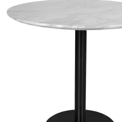 Clearance Wohnen 110 cm Runder Tisch in Marmor Optik Weiß-Grau - Lopoldo