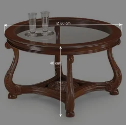 Clearance Wohnen 80 cm runder Wohnzimmer Glastisch mit Holzgestell - Vibon
