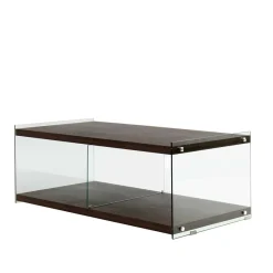 Online Wohnen 120 cm TV Element in Nussbaum & Transparent - Tomima