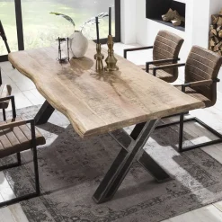 Outlet Wohnen 5 Größen Mango Designtisch mit Baumkante - Juniore