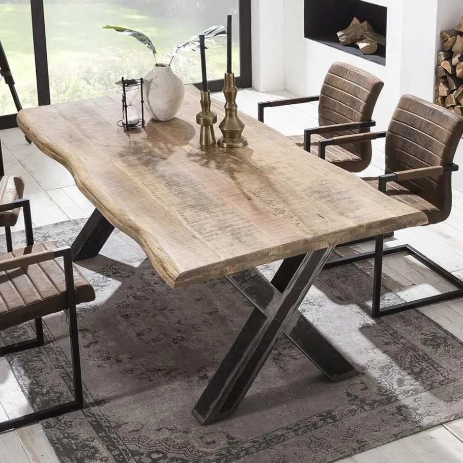 Outlet Wohnen 5 Größen Mango Designtisch mit Baumkante - Juniore