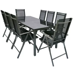 Hot Wohnen 8 Personen Garten-Sitzgruppe Set - Micaelo (neunteilig)