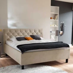 Wohnen 2 Personen Polsterbett mit 120 cm Kopfteil - Piton