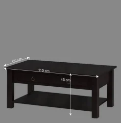 Wohnen 2 Schubladen Couchtisch aus Kiefer in Braun - Nauizia