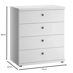 Discount Wohnen 4 Schubladen Kommode mit Metallgriffen - Flinn