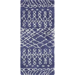 Outlet Wohnen Abstrakt gemusterter Läufer Teppich in Blau - Gunnar