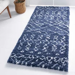 Outlet Wohnen Abstrakt gemusterter Läufer Teppich in Blau - Gunnar