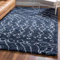 Outlet Wohnen Abstrakt gemusterter Läufer Teppich in Blau - Gunnar