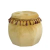 Sale Wohnen Achteckiger Hocker mit Samt in Beige & Troddeln - Trashing