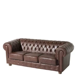 Discount Wohnen Antikleder Sofa in Braun - Chesterfield Style - Cementa