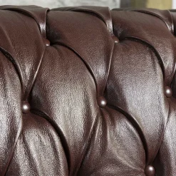 Discount Wohnen Antikleder Sofa in Braun - Chesterfield Style - Cementa