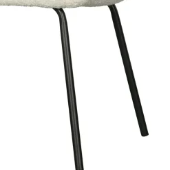 Outlet Wohnen Armlehnenstuhl aus Boucle Stoff in Offwhite - Choco (2er Set)