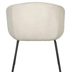 Outlet Wohnen Armlehnenstuhl aus Boucle Stoff in Offwhite - Choco (2er Set)
