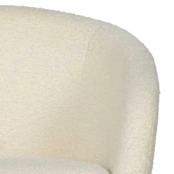 Outlet Wohnen Armlehnenstuhl aus Boucle Stoff in Offwhite - Choco (2er Set)