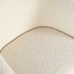 Outlet Wohnen Armlehnenstuhl aus Boucle Stoff in Offwhite - Choco (2er Set)