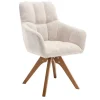 Wohnen Armlehnenstuhl in Creme Strukturstoff - Crystoga (2er Set)